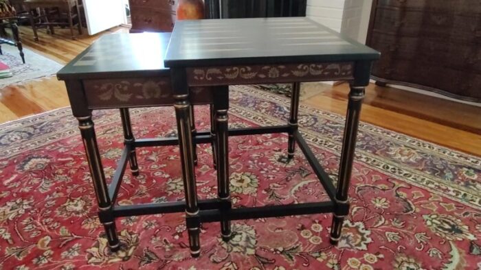 nesting game table set two tables with one pull out drawer in lower nesting table 7680