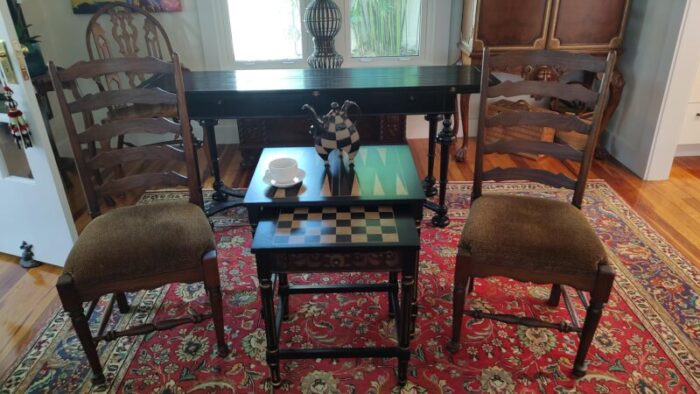 nesting game table set two tables with one pull out drawer in lower nesting table 8221