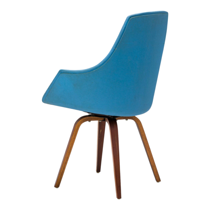 norman cherner for plycraft american mid century swivel blue vinyl desk chair 8647