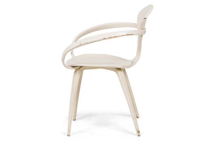 norman cherner for plycraft american mid century white bentwood pretzel dining chairs a pair 0253