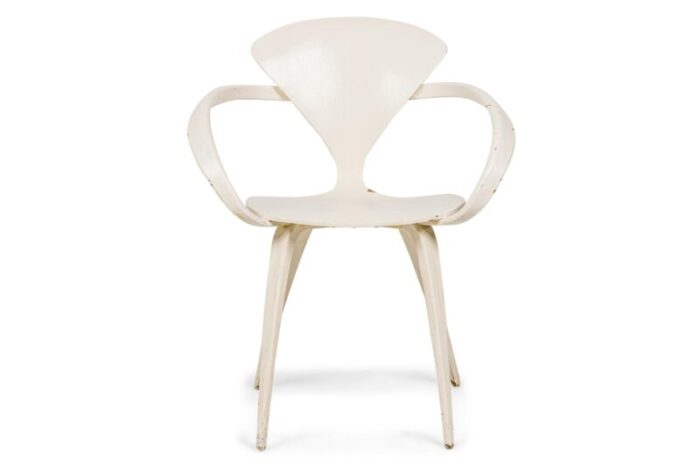 norman cherner for plycraft american mid century white bentwood pretzel dining chairs a pair 1574