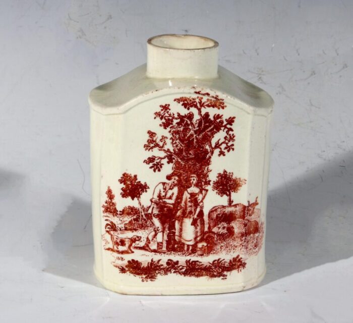 ny10190 creamware red print milkmaid farm master