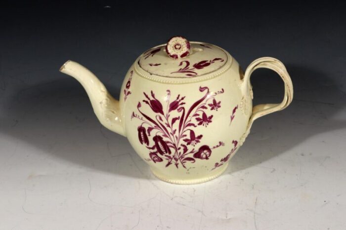 ny9486 creamware teapot puce flowers botanical 002 master