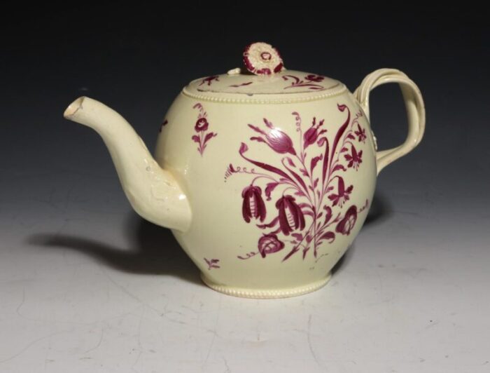 ny9486 creamware teapot puce flowers botanical 003 master