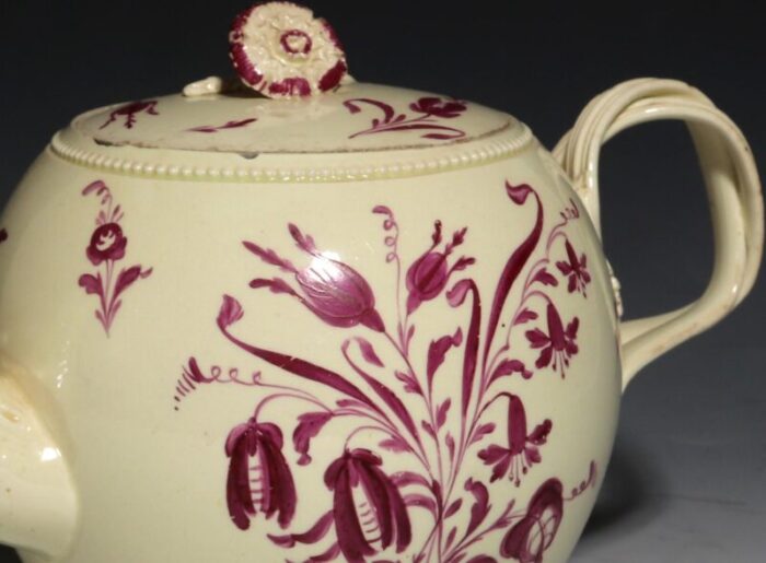 ny9486 creamware teapot puce flowers botanical 004 master