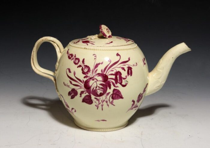 ny9486 creamware teapot puce flowers botanical 005 master