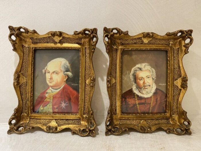 oil on copper portraits by milot italy 1880s set of 2 1