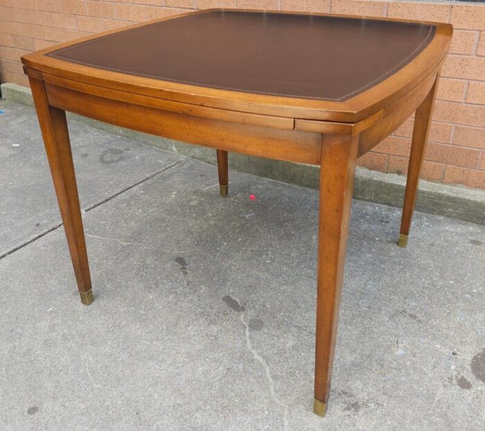 old colony beacon hills collection walnut and leather games table 1085