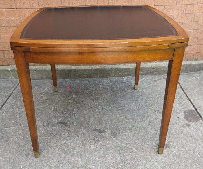 old colony beacon hills collection walnut and leather games table 2392