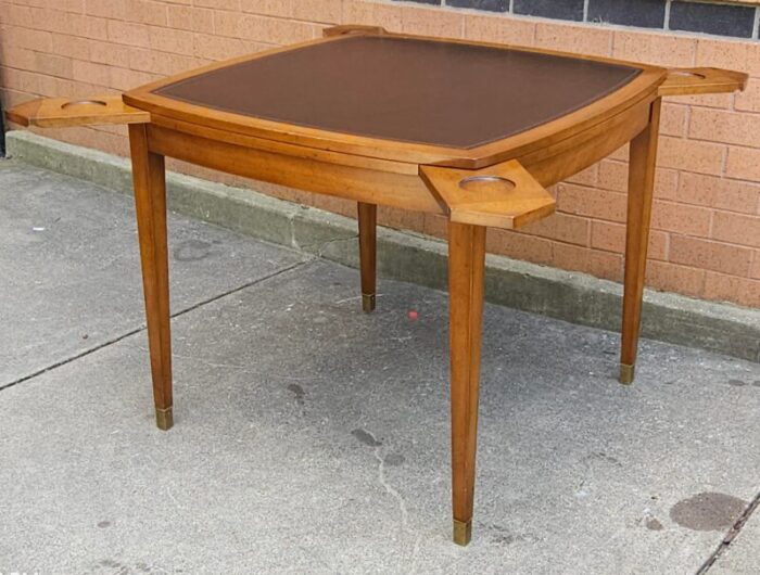 old colony beacon hills collection walnut and leather games table 2677