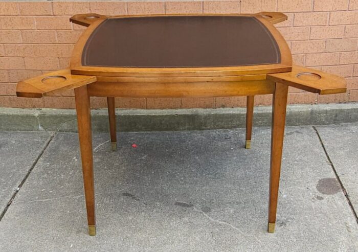 old colony beacon hills collection walnut and leather games table 3531