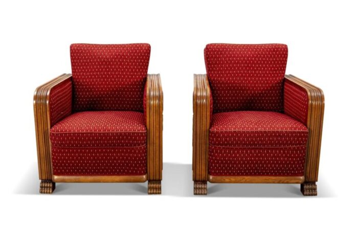 pair of 1940s swedish oak lounge chairs 1748