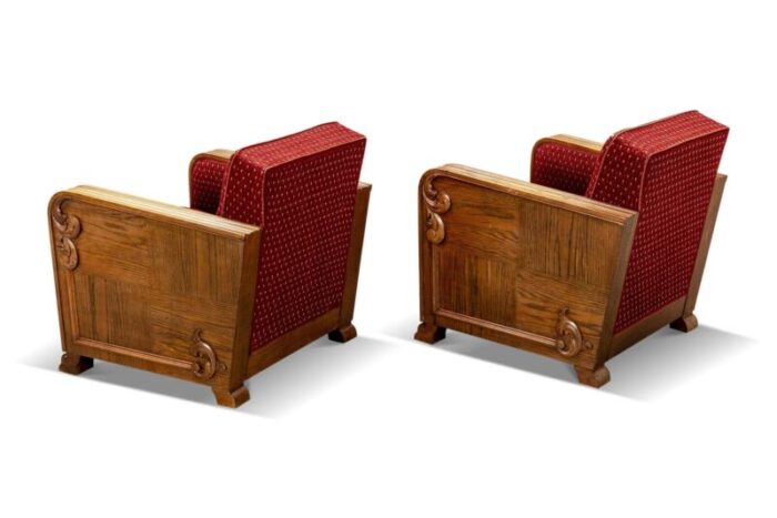 pair of 1940s swedish oak lounge chairs 5729