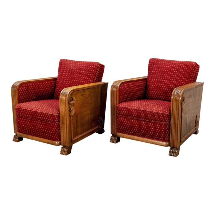 pair of 1940s swedish oak lounge chairs 8658