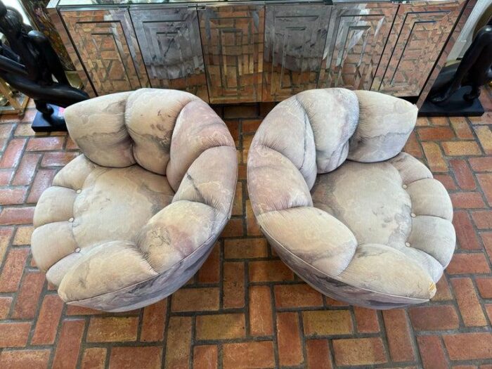 pair of 1980s scalloped swivel chairs 3854