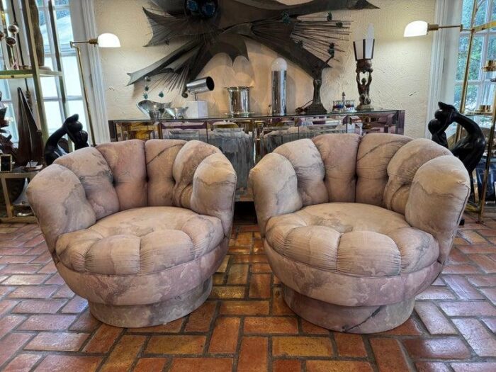 pair of 1980s scalloped swivel chairs 8325