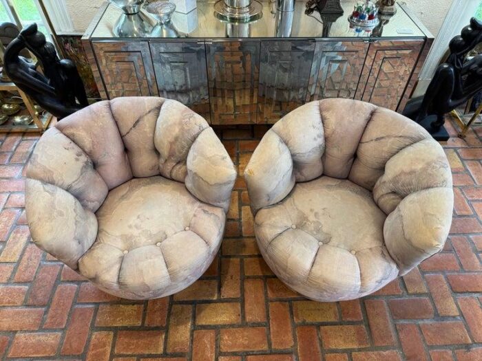 pair of 1980s scalloped swivel chairs 9483