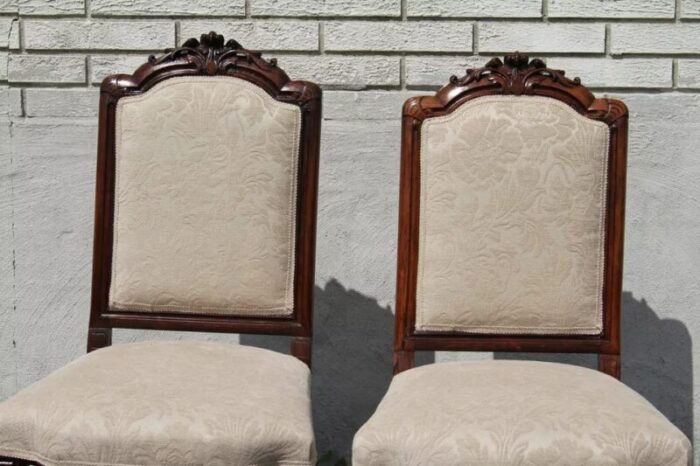 pair of 19th century victorian rosewood side accent chairs new upholstery 1488