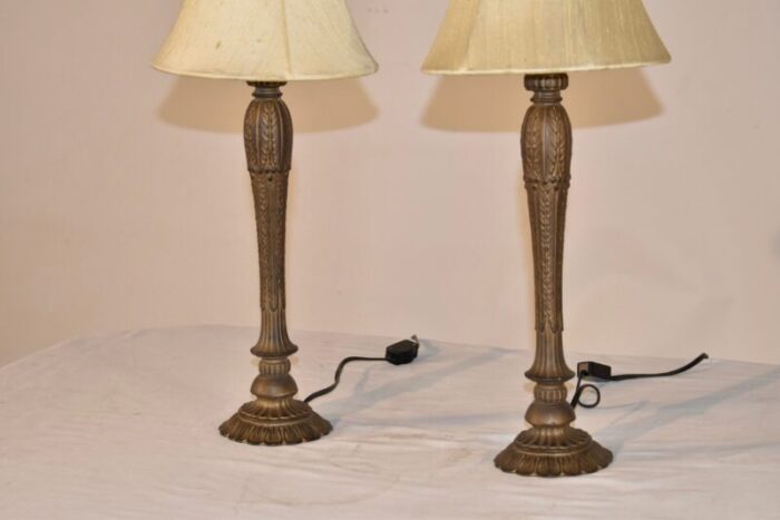 pair of artisan candlestick lamps 8573