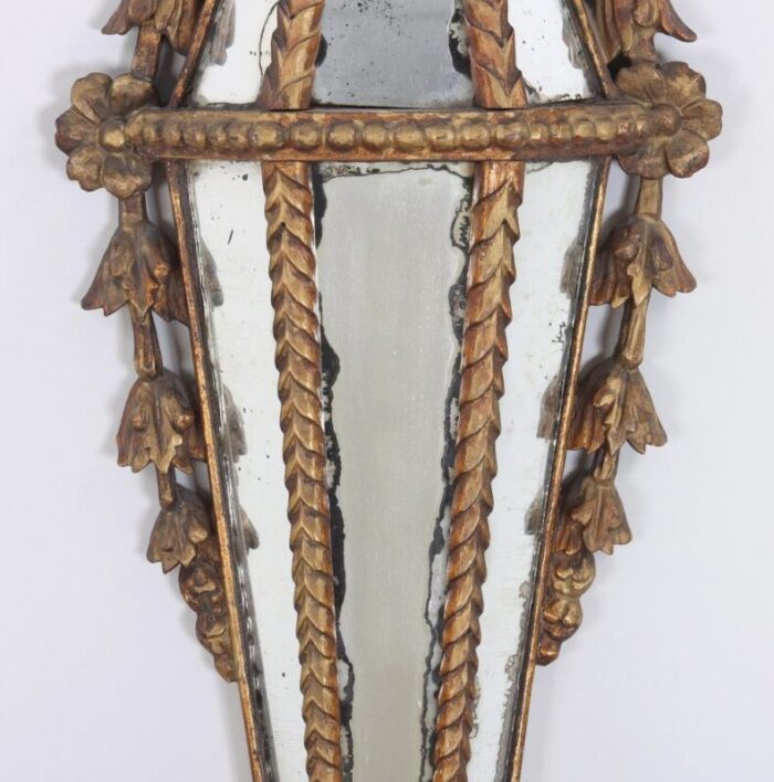 pair of ca 1800 italian carved giltwood girandole wall sconce mirrors 9890