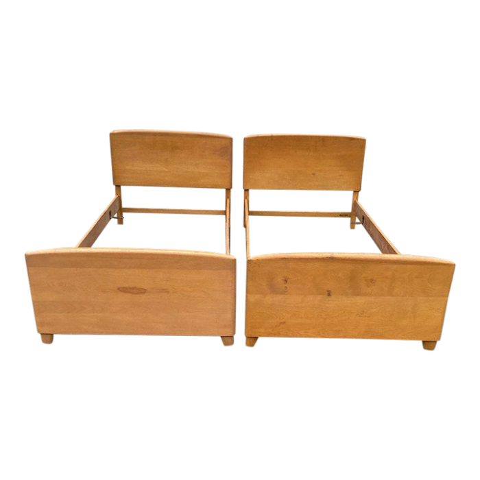 pair of heywood wakefield mid century modern twin beds champagne 4444