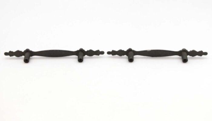 pair of late 20th century traditional distressed dark finish bridge drawer pulls 1163