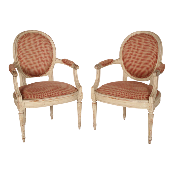 pair of louis xvi style painted armchairs 7564