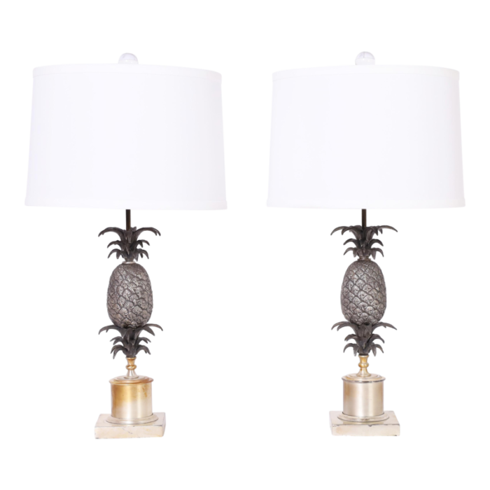 pair of mid century neoclassic pineapple table lamps 9815