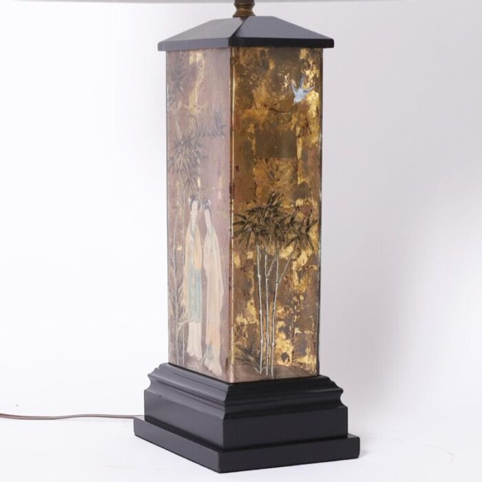 pair of vintage eglomise chinoiserie table lamps 5752