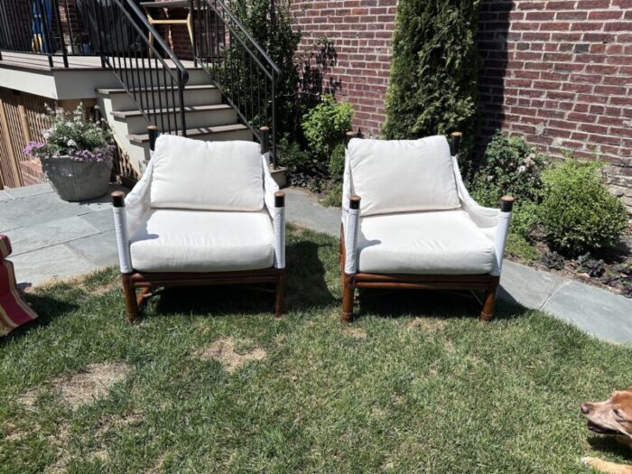 pair of white slipcovered sling arm chairs 4143