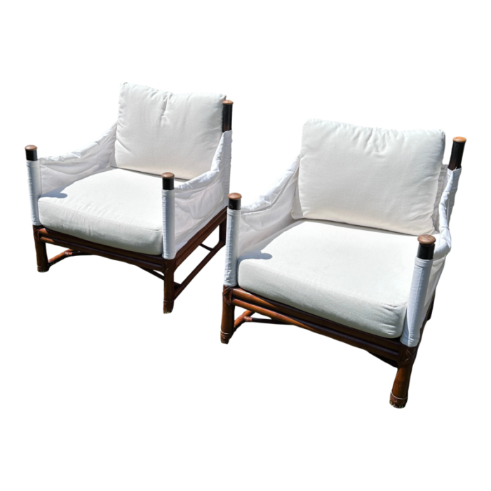 pair of white slipcovered sling arm chairs 5850