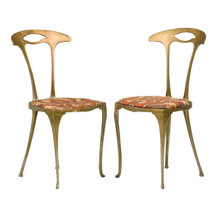 palladio italian mid century gilt metal side chairs a pair 1221