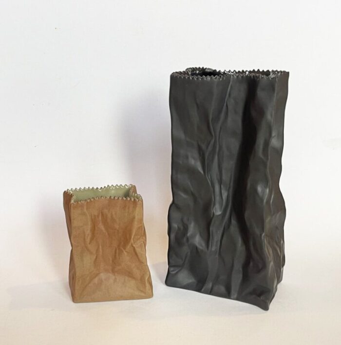 paper bag vases by tapio wirkkala for rosenthal 1977 set of 2 1