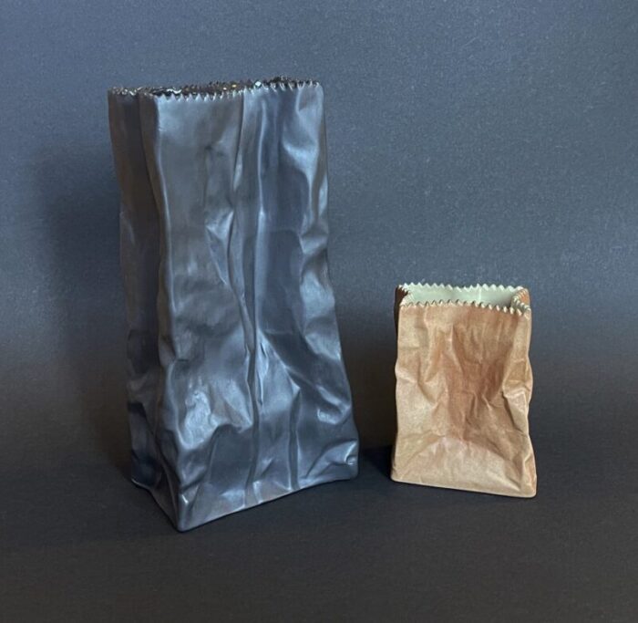 paper bag vases by tapio wirkkala for rosenthal 1977 set of 2 2