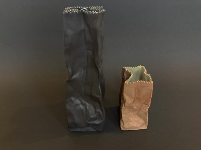 paper bag vases by tapio wirkkala for rosenthal 1977 set of 2 4