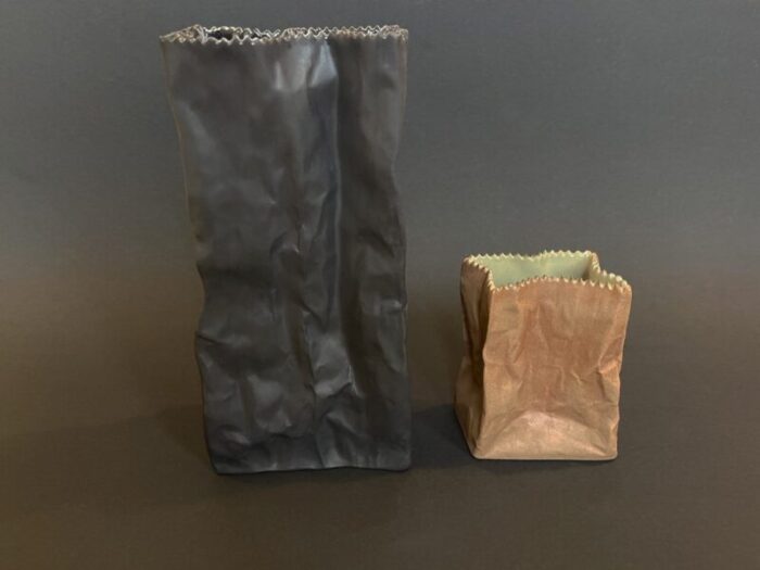 paper bag vases by tapio wirkkala for rosenthal 1977 set of 2 5