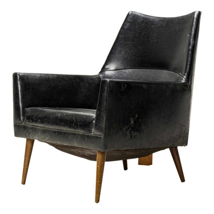 paul mccobb for custom craft inc american mid century black leather lounge armchair 2738