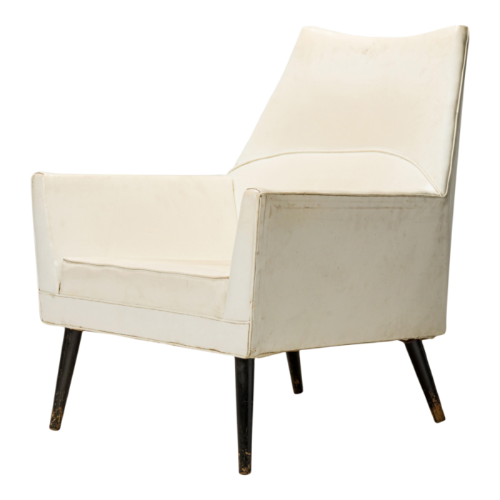 paul mccobb for custom craft inc american mid century white leather lounge armchair 6217