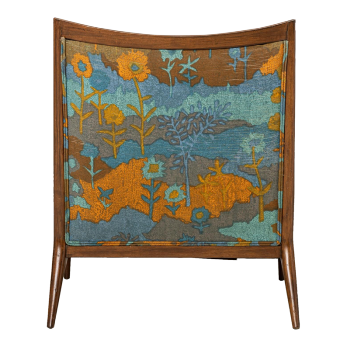 paul mccobb for directional american mid century floral fabric and walnut lounge armchair 6209