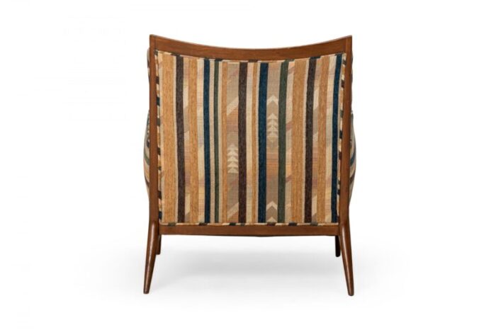 paul mccobb for directional american mid century striped fabric and walnut lounge armchair 7196