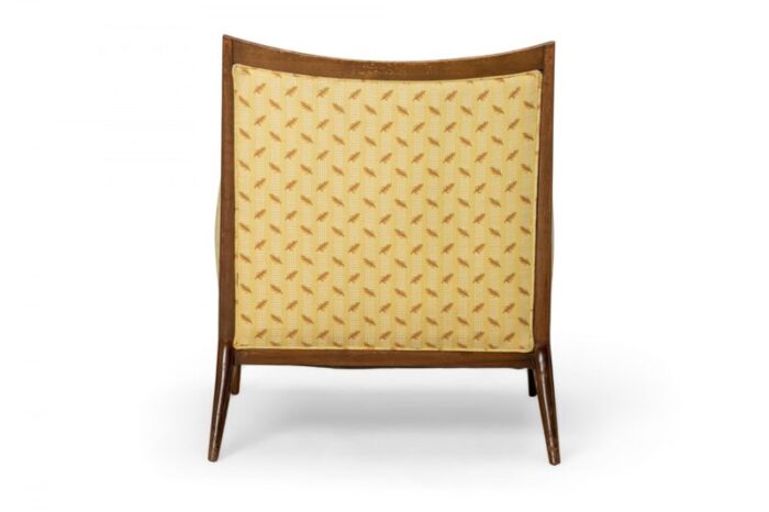 paul mccobb for directional american mid century yellow patterned fabric and walnut lounge armchair 9891