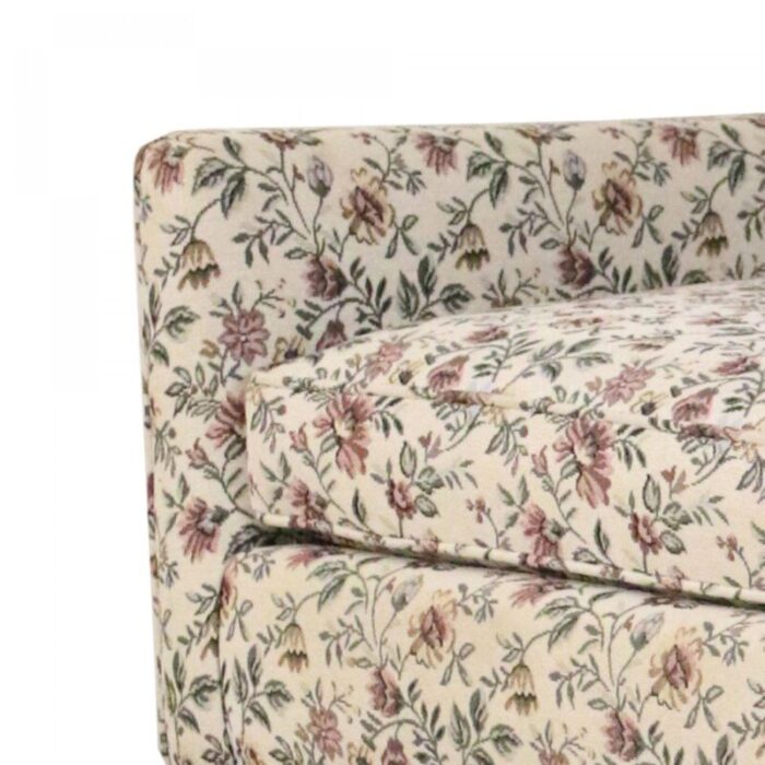 paul mccobb style mid century modern beige floral upholstered loungearmchair 3571