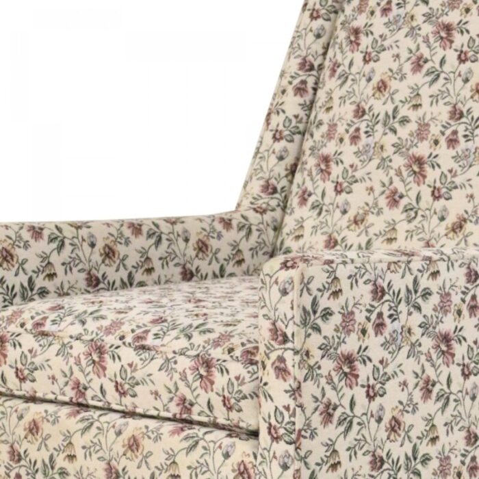 paul mccobb style mid century modern beige floral upholstered loungearmchair 7368