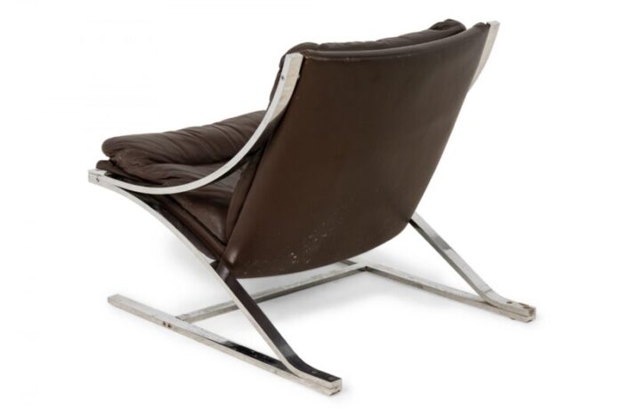 paul tuttle for strassel mid century zeta brown leather cantilever chrome spring lounge chair 3638