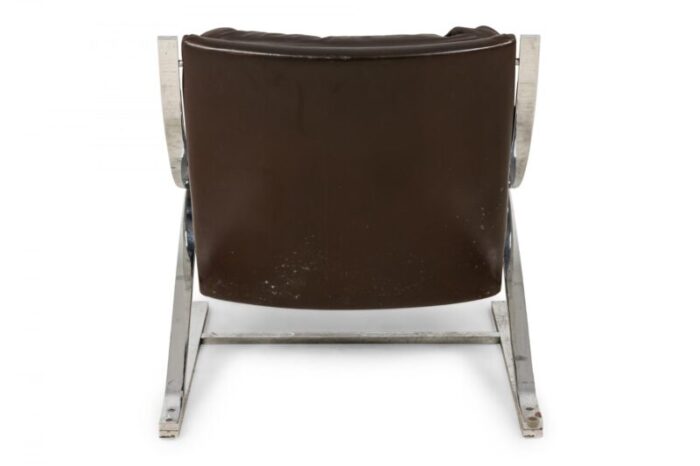 paul tuttle for strassel mid century zeta brown leather cantilever chrome spring lounge chair 6015