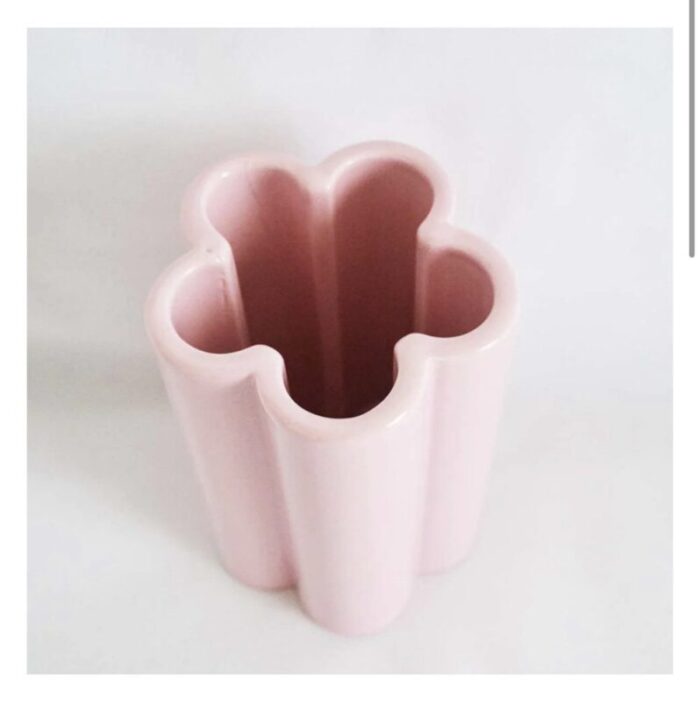 pink ceramic vase italy 1960s 2