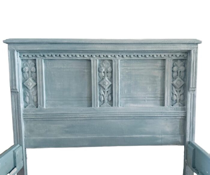 plaster linen wrapped victorian carved bedframe full 5391