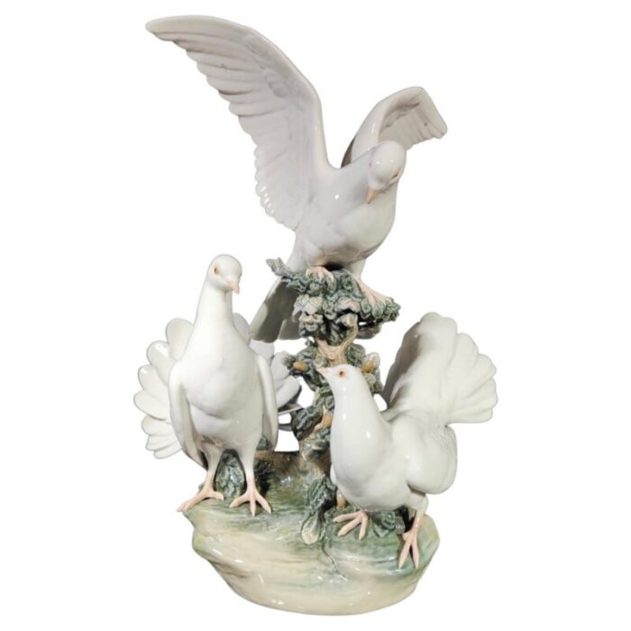 porcelain sculpture with doves from lladro 1970s 1