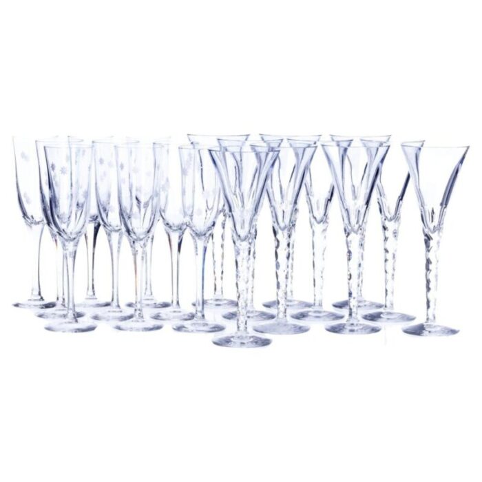 portuguese crystal glasses early 20th century set of 19 1