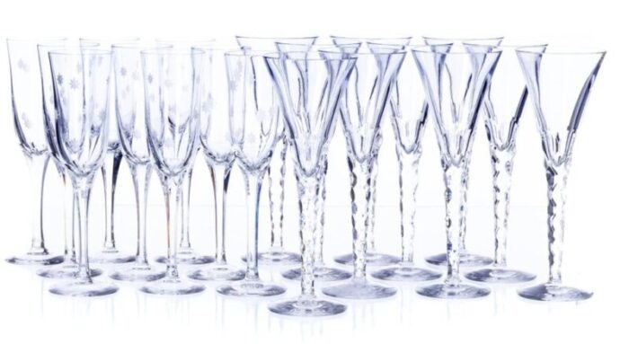 portuguese crystal glasses early 20th century set of 19 5